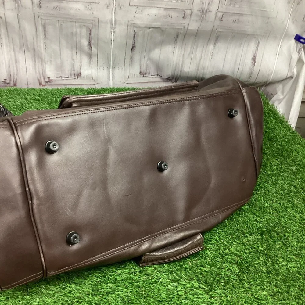 Canyon Outback Large Brown Leather Duffel Bag Canon Camera Promotional Item VTG